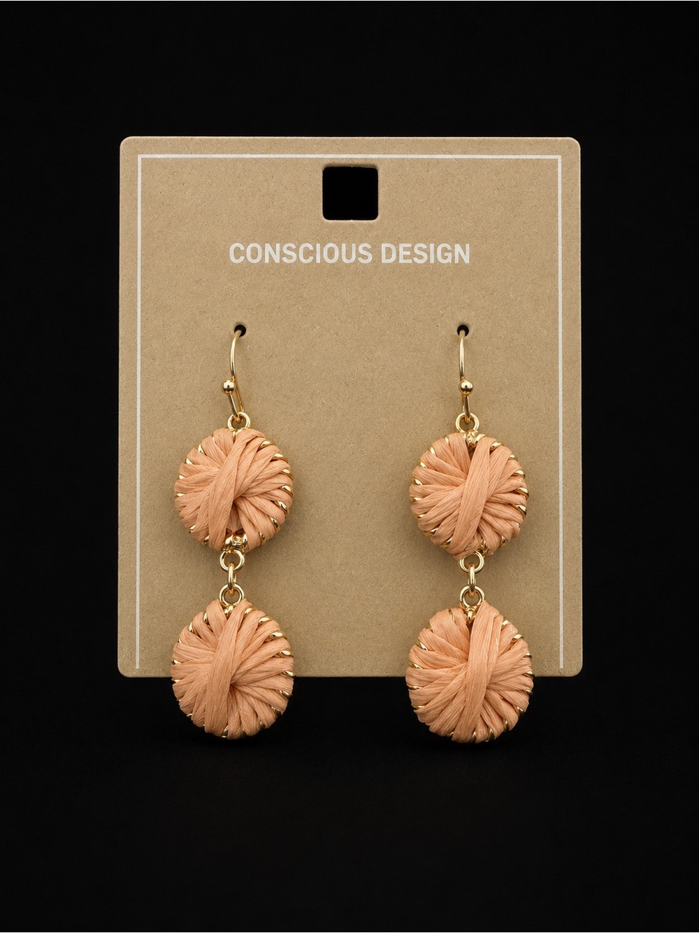 Peach Wrapped Double Drop Earrings
